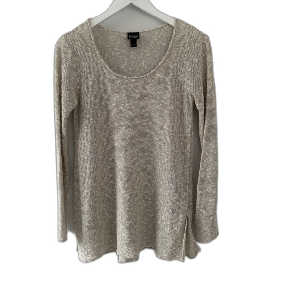 EILEEN FISHER Beige Linen Cotton Blend Luxury Sweater Layer Women’s Small Tan - Picture 1 of 5